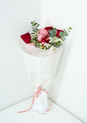 Red & Pink Rose with Baby's Breath