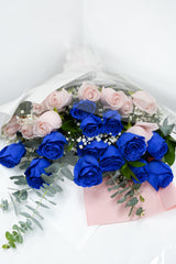Baby Pink & Blue Rose Bouquet