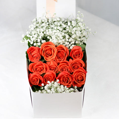 12 Orange Rose Box