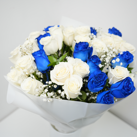 Premium White & Blue Roses