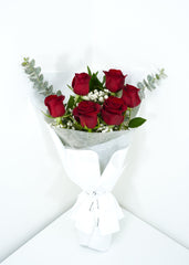 6 Red Roses with Baby's Breath