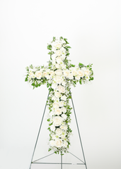 White and Green Cross Standing Spray