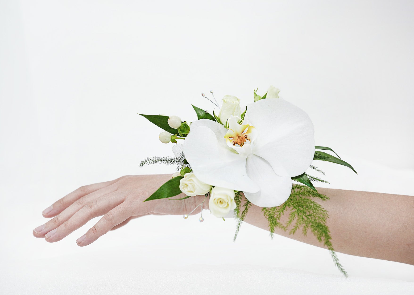 White Orchid with Rose Corsage 2