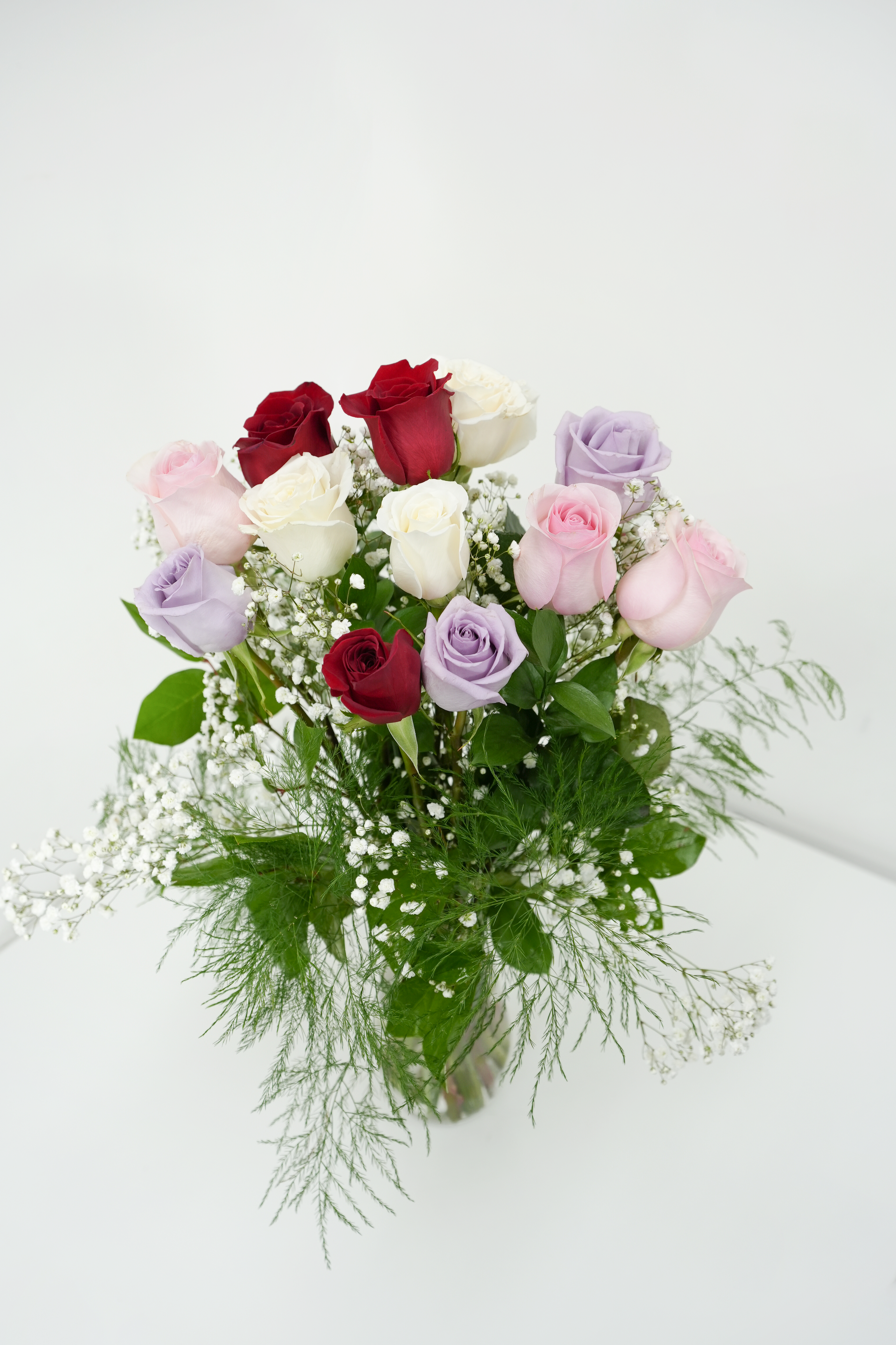 Mixed Roses with Baby Breath Bouquet