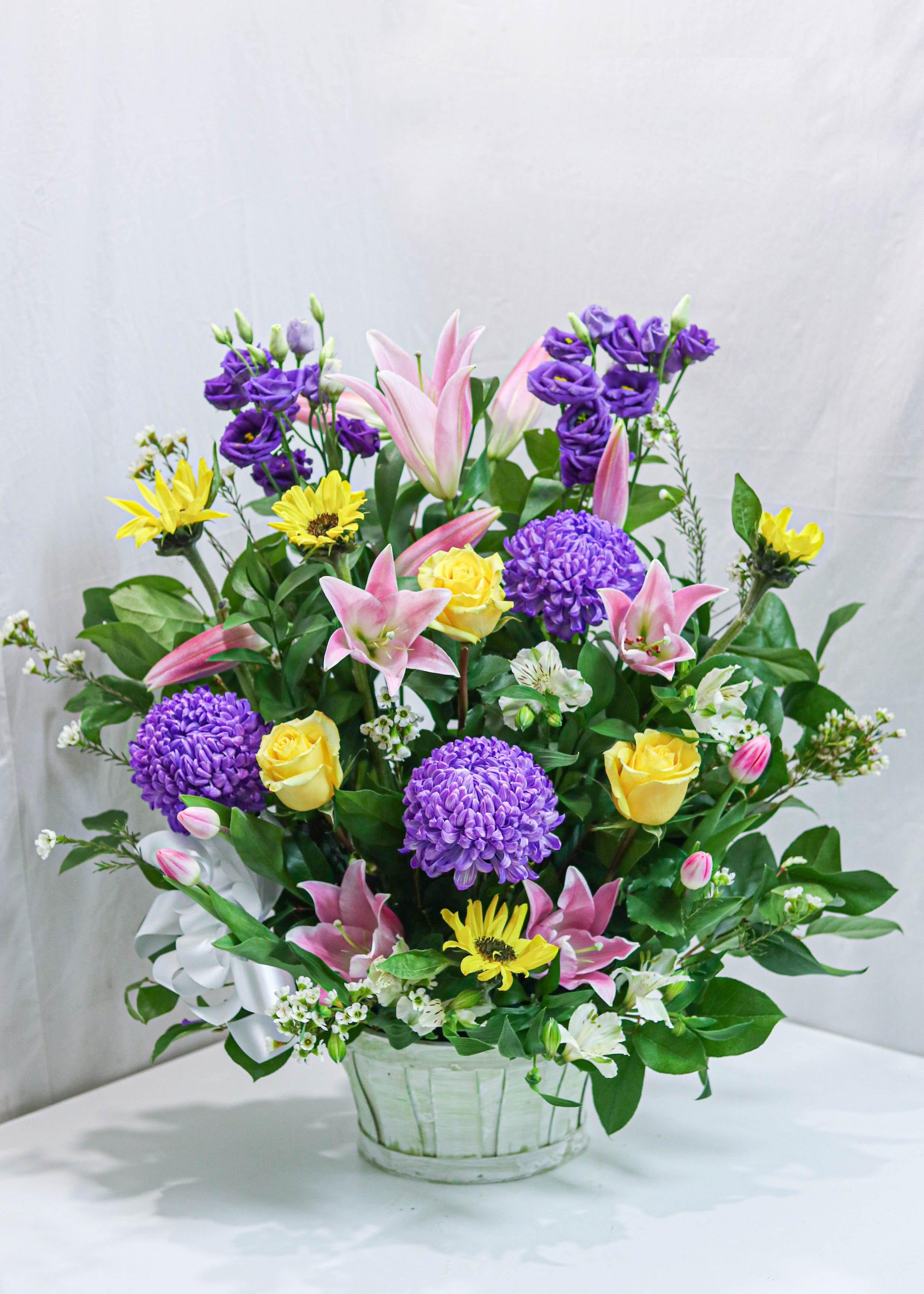 Bright Greeting Flower Basket - Toronto Flower Gallery