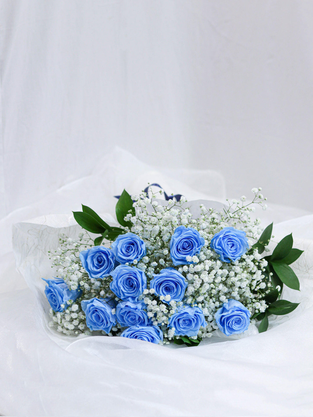Cinderella Blue Preserved Roses with Baby Breath