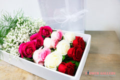 12 Mixed Roses in a Box (including Red Roses - Toronto Flower Gallery