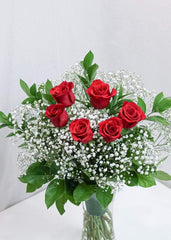 6 Premium Red Roses with Baby's Breath - Toronto Flower Gallery